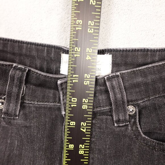 Free People jeans high rise flare women's 27 black denim button fly raw hems - Picture 5 of 11